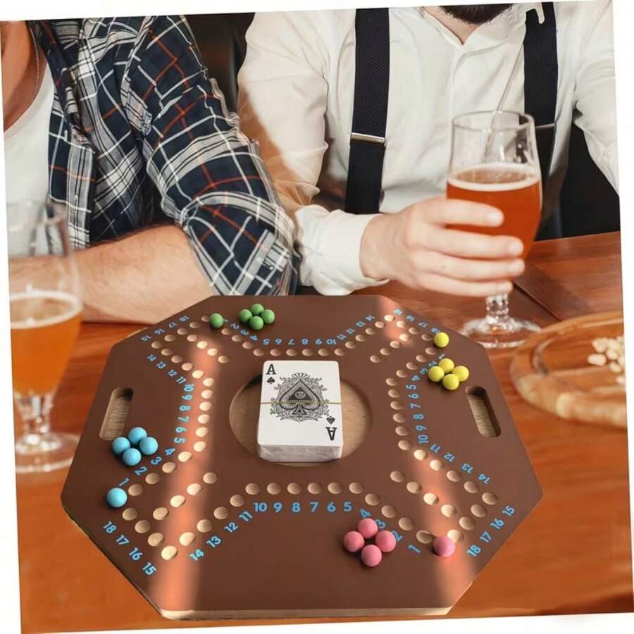 1套木制阿拉伯扑克棋盘游戏 - 多人竞技策略游戏，包含1-76数字棋盘、彩色筹码和扑克牌 - 新年家庭娱乐游戏，传统设计，材质优良，设计便捷，易于上手，玩法新颖，适合14岁以上玩家，企业团队建设游戏，多人桌面游戏，社交互动游戏，桌面棋盘游戏，老年人游戏，户外旅行游戏，露营游戏，豪华派对游戏，适合作为节日礼物送给家人和同事。 - 紅木色 - 查看 1