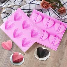 Heart Shaped Silicone Mold, 3D Diamond Heart Chocolate Mold, Soap Mold, Silicone Cake Mold, Mousse Mold, Birthday Wedding Gift - Multicolor - View 4