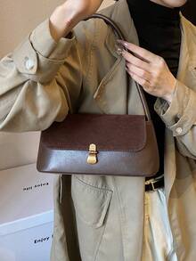Retro Niche Baguette Bag New Style Fashion French Armpit Bag Shoulder Bag Commuter Bag - 咖啡棕 - 查看 3