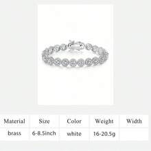MDFUN 18K White Gold Plated Tennis Bracelet For Women, Single Row, 5mm Round Cubic Zirconia, 6-8.5 Inch Adjustable Length