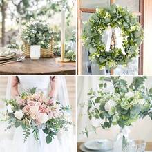10 Pieces Of Outdoor Simulation Green Plant Eucalyptus Leaves, Anti-Ultraviolet Real Touch, Spring, Summer And Autumn Indoor Home Decoration, Window Sill Garden Decoration, Suitable For Weddings, Thanksgiving, Valentine's Day, Mother's Day And Various Party Activities, Bouquet Materials, Flower Arrangement Accessories - Multicolor - View 8