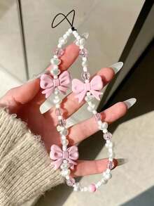 Ins Bow Beaded Mobile Phone Chain Wrist Lanyard Anti-Lost Anti-Fall Chain - Multicolor - View 4