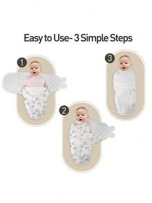 GLLQUEN BABY 婴儿襁褓睡袋 3 件装 - 适用于新生儿、0-3 个月婴儿、女婴、男婴，柔软舒适的新生儿睡袋，婴儿房襁褓毯 - 兔子 - 查看 4