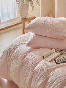 Pink LEAVES Bedding Duvet Cover Queen Size -Super Soft Duvet Covers Collection - Lightweight, Girls Duvet Cover - Soft Breathable Bedding (Queen, Pink) - Baby Pink - View 7