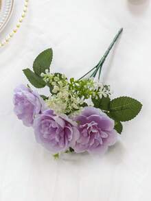 1pc 9.8-Inch (Height) Realistic Peony Home Decoration Vase, Suitable For Living Room, Bedroom, Graduation Season, Mother's Day, Father's Day, Wedding, Valentine's Day, Birthday Party And Other Occasions. It Can Be Used As A Decorative Item For Filling The Tabletop Vase. - Multicolor - View 12