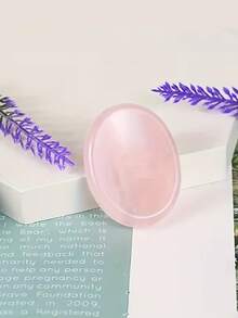 2pcs/Set Amethyst & Rose Quartz Thumb Stone Set - Handcrafted Natural Crystal, Glossy Surface, Polished Gemstone, Smooth Finish, Suitable For Yoga Studio, Office Use, 25*30mm Oval Crystal Massage Stone - Multicolor - View 8