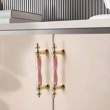 Alças de cerâmica rosa adoráveis e base de liga de zinco - Estilo vintage, perfeito para gavetas de penteadeira, guarda-roupas e armários antigos - Ideal para decoração de casa, alças de armário, alças de porta - Multicolorido - Visão 8