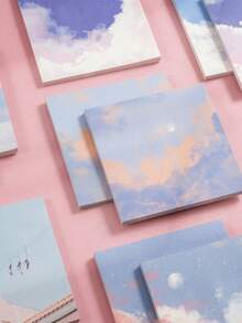 1pc Gradient Sticky Notes, Minimalist Japanese Style, High-Quality, Adhesive Memo Pads, Suitable For Students, Casual Style, Back To School Essential (50 Sheets Per Book, Random Color/Design) - Pink - View 9