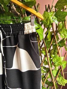 Duna Fabric Wide-Leg Pants - negro abstracto - Ver 4