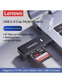 Lenovo E202 讀卡機 USB2.0蓋帽款 雙卡單獨 檔案輕鬆讀取 高速 即插即用 - 黑色 - 查看 1