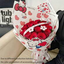 Sanrio Bouquet Floral Arrangement, Hello Kitty Cute Cartoon Plush Bouquet, Hello Kitty Artificial Rose Doll, Home Wedding Decor, Valentine's Day Gift, Kuromi Bouquet Valentine's Day, Graduation Birthday Gift, Cinnamoroll Cute Birthday Gift For Friends - Multicolor - View 12