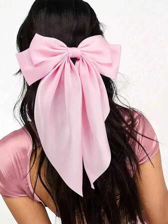 1PC Pink Hair Bow Headband,Women' Large Bow Hair Clip, Ponytail With Large Hair Clip Accessory Elegant Hair Accessories,Hair Ribbons For Daily Use And School Life