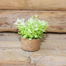 4/1pc Artificial Mini Green Potted Plant, Fake Plastic Bonsai, Suitable For Home, Office, Dining Table, Farmhouse, Garden, Bathroom Decor - Olive Green - View 4