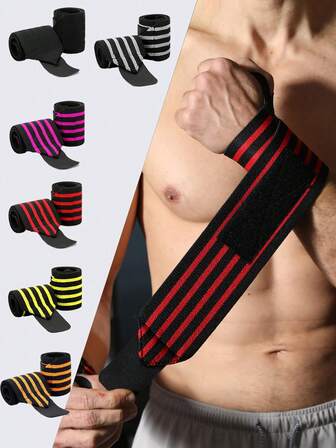 2/1pc Adjustable Fitness Wrist Wraps - Thick Polyester Weightlifting Straps With Thumb Loop For Strength Training, Red & Multicolor Options, Unisex Gym Wrist Support, Weightlifting Wrist Wraps, Gym Accessories, Fashionable Design, Flexible Material