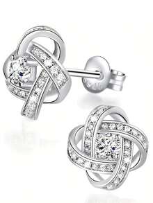 FOREVER QUEEN 925 Sterling Silver Satellite Series Earrings & Necklace Set, Suitable For Women/Girls, 5A Grade Cubic Zirconia, Jewelry Gift Box Packaging - Silver - View 5