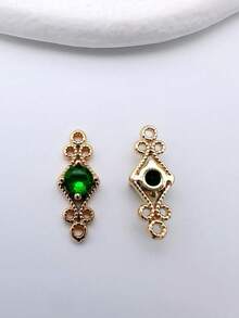 5/10pcs Fashionable Gold-Plated Copper Zirconia Stone Lace Rhombus Double Pendant DIY Jewelry Making And Decorative Accessories, Suitable For Earrings, Hair Clips, Necklaces, Gifts For Friends, Family, Teachers, Lovers, Men And Women, Birthdays, Family Gatherings, Perfect Gifts, Party Favors - Multicolor - View 20