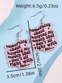 一对独特别致优雅的亚克力标语吊坠耳环，适合女性日常佩戴 - 彩色 - 查看 5