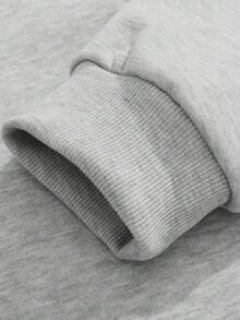 男士秋冬立领拉链卫衣，宽松百搭高街半拉链套头衫 - 淺灰色 - 查看 7