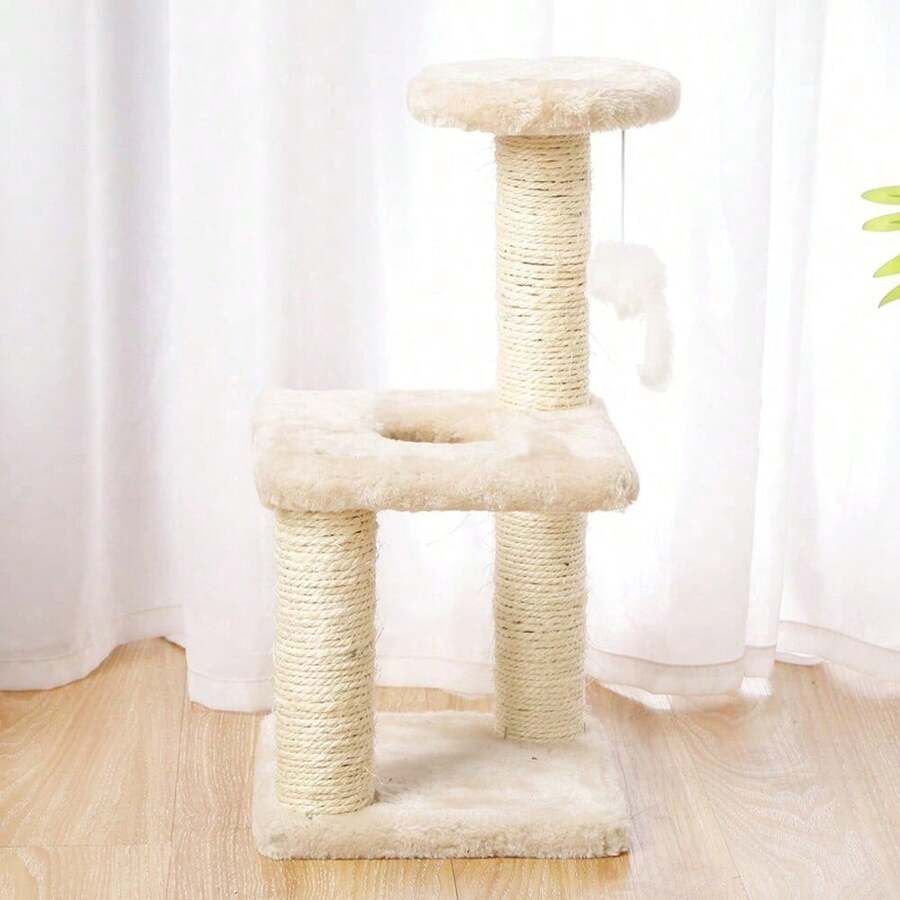 15.7" Small Cat Tree Scratching Tower Post Scratcher Furniture For Kitty Pet Toy - 米色 - 查看 1
