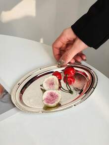 1pc Nordic Ins Retro Cake Plate, Dessert Stand, Snack Tray, Tea Break Display Platter, Fruit Plate - Multicolor - View 6