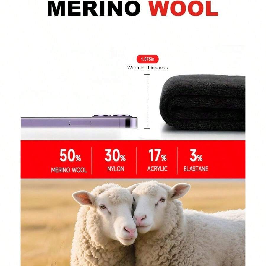 Merino Wool Thermal Socks Men Women, Cushioned Performance Sport Socks Hiking, Cycling, Work, Ski 3 Pairs - 白色+中號 - 查看 1