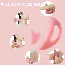 Herramienta de masaje Gua Sha de tamaño grande con mango (resina) para masaje de cuello, cara, piernas, drenaje linfático y eliminación de grasa - Multicolor - Ver 4