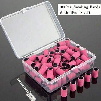 100 st/ask nagelborr med metallskaft, nagelfilsslipbandset för borttagning av nagellack, gel, förhårdnader och nagelband, nagelkonstverktyg, skolstart, naglar, manikyrverktyg, konstnagelverktyg