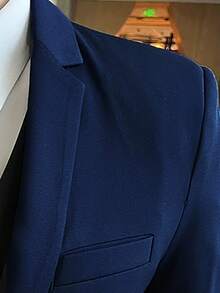 新款深蓝色西装套装，修身版型，商务办公休闲风 - 藏蓝色 - 查看 7