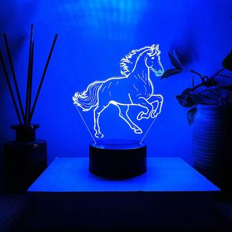 1pc Creative Horse Shaped Atmosphere Light, Used As Decorative Lighting For Room, Desk Decor, Touch Sensitive 7-Color Changing, Acrylic Small Night Light, Birthday Gift, Holiday Gift