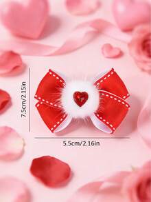 2PCS Valentine's Day Hair Bow For Girls Heart Bow Hair Barrettes For Teens,Polyester Grosgrain Sweet Bow Hair Clips For New Year, Party,Girl's Valentine's Day Gift,Girls Hair Accessories