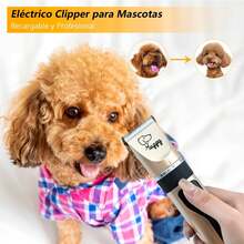 Cortadora eléctrica para mascotas para peinar pelo grueso, afeitadora eléctrica inalámbrica de bajo ruido para perros, empujador de pelo de perro y gato, cortadora de pelo de mascota. - Dorado - Ver 10