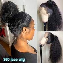 Hidden Strap 360 Full Lace Front Wigs Human Hair 250 Density Invisible Strap Deep Wave Lace Front Wigs Human Hair Pre Plucked Bleached Konts Deep Wave HD Lace Frontal Wig With Drawstring Natural Hairline 360 Glueless Curly Human Hair Wigs With Baby Hair - Natural Black - View 9