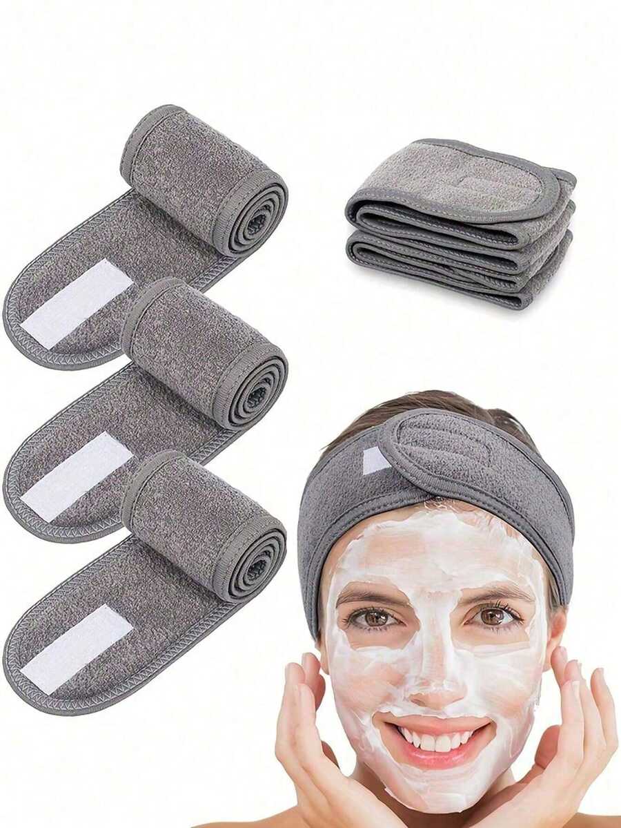 Bandeau ajustable de couleur unie antidérapant, convenant pour le SPA, les soins du visage, le maquillage, le yoga, le bain, les accessoires de maquillage pour femmes. Bandeau torsadé à couronne élevée en éponge avec bracelet-serviette, bandeau en velours nuageux, bouton décoratif pour le visage et les cheveux des femmes pour la salle de bain à la maison, décoration d'automne, bandeau de rentrée scolaire