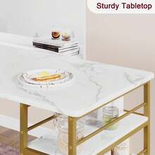 Techigher Dining Table Set For 2, Kitchen Table And Chairs, 3 Piece Counter Height Bar Kitchen Table Set With 2 Upholstered Chairs & 3 Storage Shelves For Small Space, Apartment - 1+2 Set - Gold - View 9