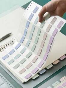 56/112pcs Simple Fluorescent Colored, Semi-Transparent, Multi-Functional Index And Classification Stickers, Decorative Stickers, School And Office Supplies, Back To School Essentials