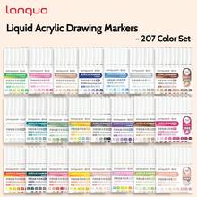 Bộ bút dạ acrylic Languo 207 màu, đầu cọ mềm, dung tích lớn, chống thấm nước, không lem, khô nhanh, độ che phủ cao, thích hợp vẽ trên đá, vải bố, gỗ, gốm sứ, vải, thủy tinh, kim loại, dùng cho nghệ thuật thủ công, vẽ tranh hoạt hình, viết nhật ký, quà tặng Ngày của Mẹ 2026, bộ dụng cụ nghệ thuật số lượng lớn cho học sinh, sinh viên và thanh thiếu niên. - Nhiều màu - Xem 13