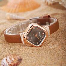 女士菱形表盘腕表，镶钻奢华女士腕表，时尚女式腕表