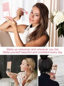 5pcs Makeup Brush Set With Mirror Case, Personalized Travel Makeup Brush Holder With Mirror, Bridesmaid Party Gift For Her/Mom, High-Quality Soft Powder Blush Eye Shadow Brushes With Window - Sunroof - View 7