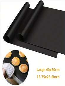 1/2 Hoja Esterilla para Horno, Fácil de Limpiar, Protege la Parte Inferior del Horno/Estufa de Gas, Antiadherente y Resistente a Altas Temperaturas, Adecuada para Cocinas Domésticas, Utensilios de Cocina, Accesorios de Cocina, Suministros de Cocina para el Hogar - Negro - Ver 2