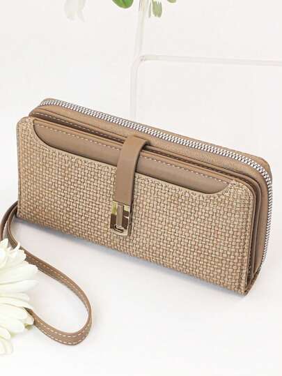 Women's Mini Handheld Phone Wallet Exquisite Snap Closure Colorblock Soft PU Long Wallet Multi-Functional Large Capacity Card Holder Zipper Coin Purse Lightweight & Fashionable For Women Wallet Purse Wallet Wristlet Wallet Purses For Woman Wallet For Ladies