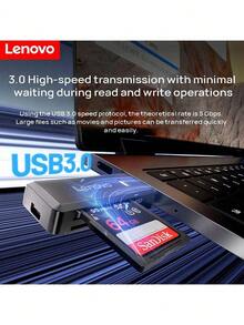 Lenovo H204 Card Reader: High-Speed 3.0 Transmission, Powerful Chip, Driverless Plug-And-Play, Lightweight And Compact For Easier Travel. - Black - View 4