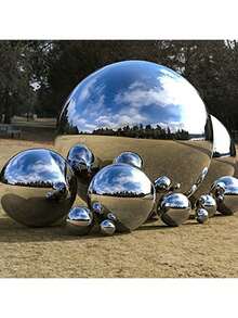 6个不锈钢观赏球，32-120毫米镜面抛光空心球，反光花园球，漂浮池塘球，无缝观赏球，家居桌面装饰，房间装饰，家居装饰 - 彩色 - 查看 2