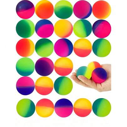 1 Pack Of 100/50/30/20/10 Colorful Rainbow Bouncy Balls - Perfect Party Favors And Birthday Gifts! Assorted Patterns, Small Size, Party Favors, Birthday Party Gifts, Bouncy Balls, Bouncy Ball Toys, Sewing Party Decor, Mini Balls, Party Supplies