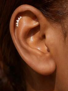 1pc 925 Sterling Silver Cartilage Earrings For Women Flat Back Hypoallergenic Stud Hoop Cartilage Earring Daith Conch Tragus Helix Piercing Jewelry Gift For Women - Gold - View 9