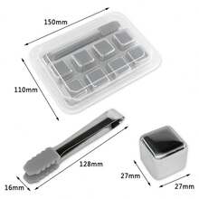 8Pcs Stainless Steel Drink Whiskey Metal Stone Reusable Ice Cubes Cooling Rocks - Silver - View 5