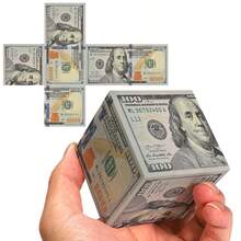 Christmas Coin Cube Puzzle - 3x3 Dollar Bill Magic Cube, UV Printed Collectible Brain Teaser, Beginner-Friendly ABS Resin Gift For Adults & Family - Multicolor - View 12