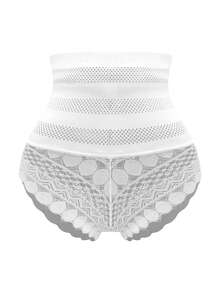 Women's Comfortable Lace Trim High Waist Compression Shapewear Panties - White - View 10