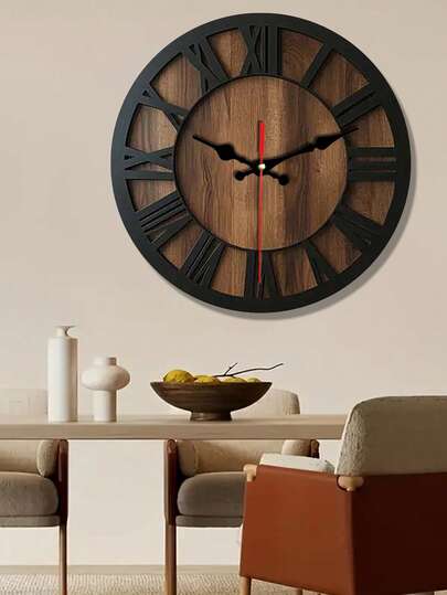 Reloj de pared de madera vintage - Silencioso, a pilas, números romanos decorativos para el hogar, la cocina, la sala de estar, el dormitorio, la oficina - Opciones de 10/12 pulgadas, decoración del hogar encantadora | Reloj de pared artístico | Reloj de pared de madera, Reloj de pared para la sala de estar