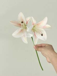 3支/6支仿真百合花，家居装饰，桌面摆件，插花，人造植物，塑料花，花园装饰，婚礼装饰，花束 - 彩色 - 查看 16