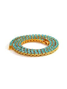 时尚嘻哈彩色网球链项链，适合男士日常佩戴、派对、街头说唱配饰